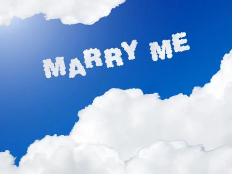 Marry me text in the sky Stock Illustration