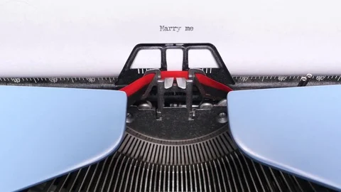 Marry Me Typing Close Up on Retro Typewriter Stock Footage 72165691