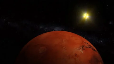 Mars 3d planet with glowing sun Stock Footage 221906932