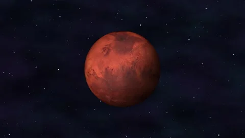 Mars 3D Planet Rotating In A Space Background With Stars Loop 動画素材 305279599