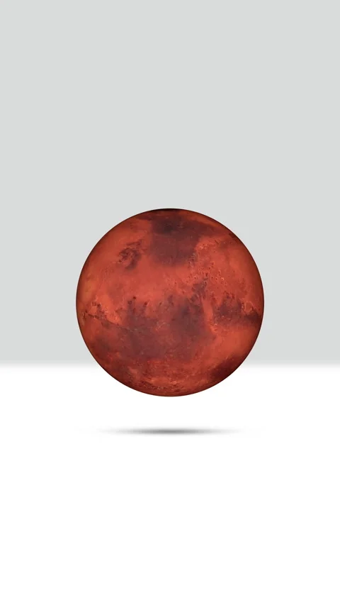 Mars 3D Rotating Planet On Vertical Light Grey Copy Space Background Loop Video stock 305170684