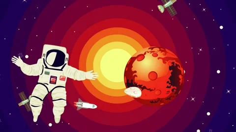 Mars and astronaut in the space Stock Footage 233248127