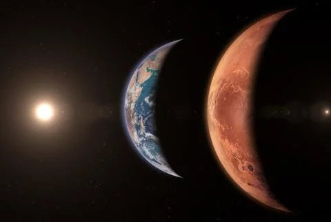 Mars and Earth. Stock Photos