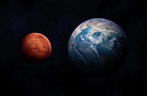 Mars and Earth. Fotos Stock