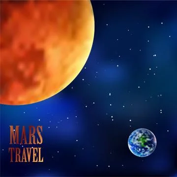 Mars and Earth Sky Background Stock Illustration