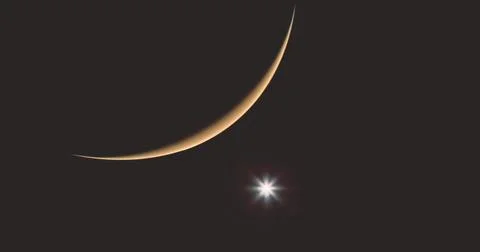 Mars and Moon in a Stunning Celestial Display During Twilight Stock Illustration