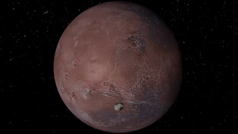 Mars and Phobos Flyby Stock Footage 316403721