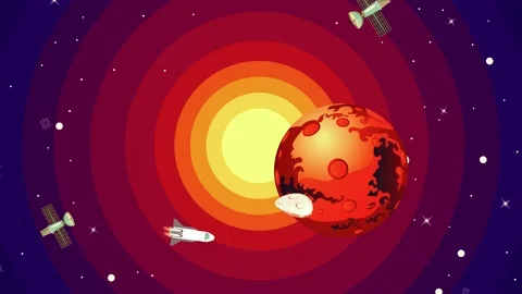 Mars and satellites in the space Stock Footage 231670054