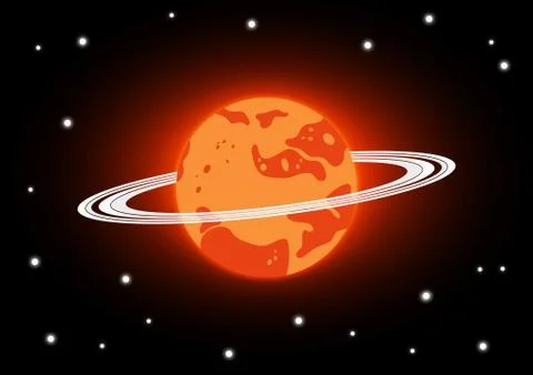 Mars and stars in space Stock Illustration