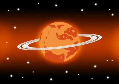 Mars and stars in space Stock Illustration