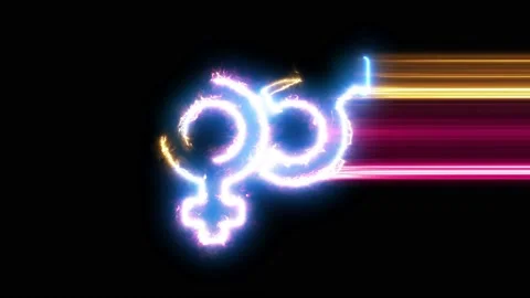 Mars and Venus icon reveal. Blue, yellow, pink colors smoothly shimmer and form Stock Footage