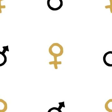 Mars and Venus seamless pattern vector illustration. Hand drawn sketched dood Stock Illustration