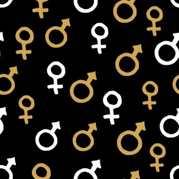 Mars and Venus seamless pattern vector illustration. Hand drawn sketched dood Stock Illustration