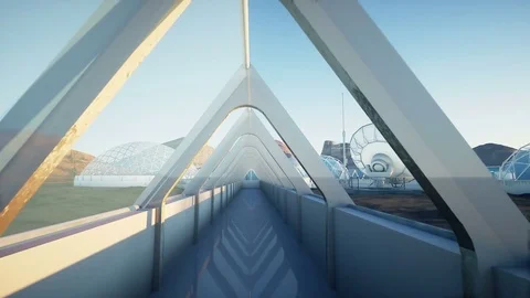 Mars architecture. Mars base, colony. Life on Mars. Video stock 71026209