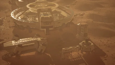 Mars base with advanced structures for exploration and research Stock Footage 326196454