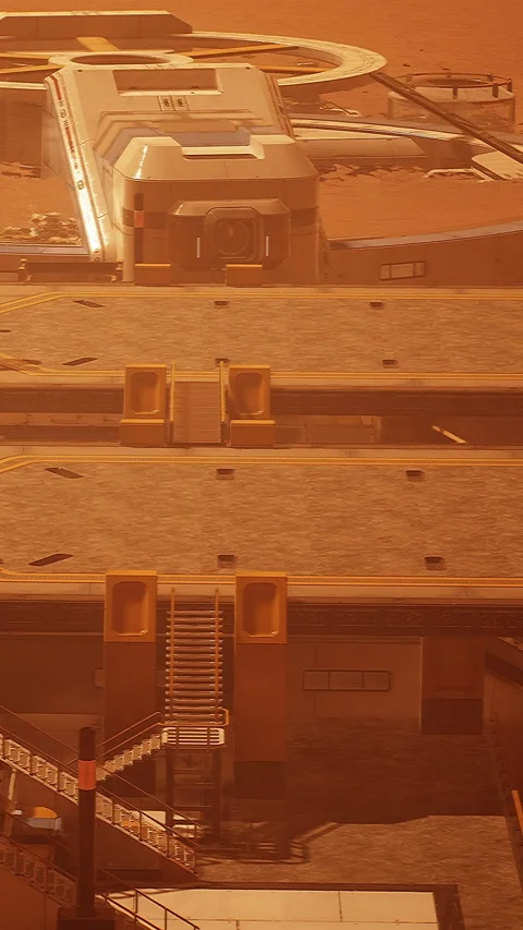 Mars base construction site shows habitat design and structure layout Stock Footage 338384938