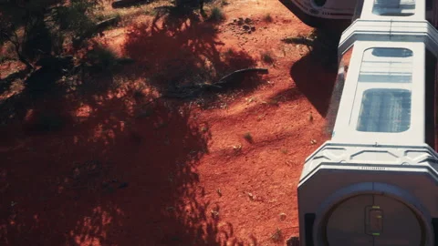 Mars base habitat seen on red soil during day time Stock Footage 344399634
