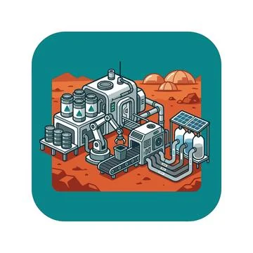 Mars base isometric vector illustration shows planet exploration technology.. Stock Illustration
