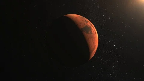 Mars. The camera is approaching Planet. View from space. Stars twinkle. 4K. The Stock-Footage 98564796