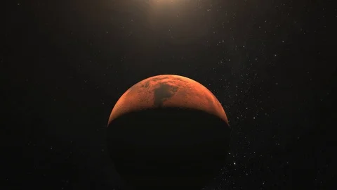 Mars. The camera is approaching Planet. View from space. Stars twinkle. 4K. The Stock Footage 98890567