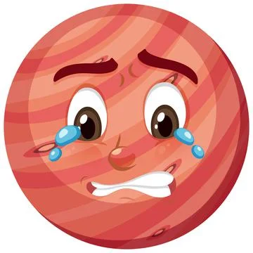 Mars cartoon character with crying face expression on white background Stock Illustration