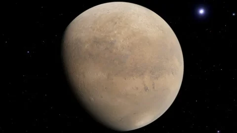 Mars: Cinematic Slow Orbit Revealing the Red Planet's Dusty Cratered Surface Stock Footage 331657554