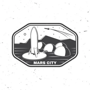 Mars city logo, badge, patch. Vector illustration Concept for shirt, print Stockillustratie