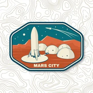 Mars city logo, badge, patch. Vector illustration Concept for shirt, print イラスト素材