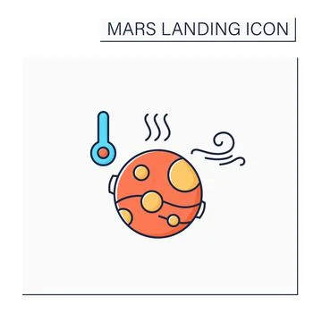 Mars climate color icon Stock Illustration