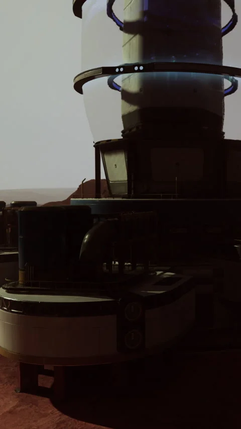 Mars colony structure and equipment in use during exploration activity Stock Footage 338389394