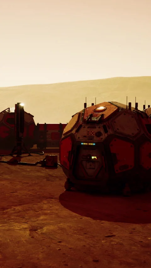 Mars colony on the surface engaging in exploration and scientific research Stock Footage 339773785