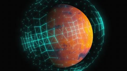 Mars with connection dots Stock Illustration