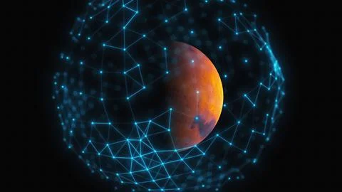Mars with connection dots Stock Illustration