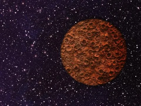 Mars with craters on a space backgrounds Stock Illustration