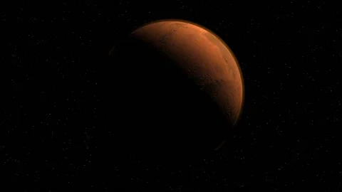 Mars crescent face lit with starry background Stock Footage 170856811