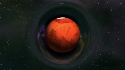 Mars in curved space Stock Footage 90529410