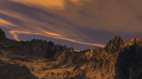 Mars detail surface with animated clouds. Stock Footage 11910854