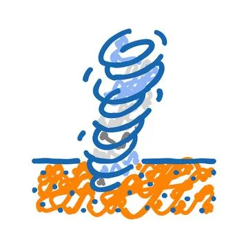 Mars dust devils planet icon doodle illustration Ilustração Stock