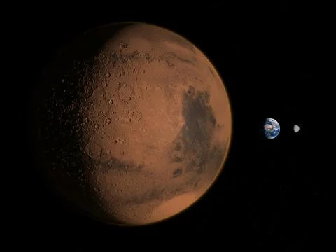Mars, the earth and the moon Stock Illustration