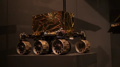 Mars ExoMader Half-size research model of ExoMars Rover. European Space Agency Stock Footage 124427868