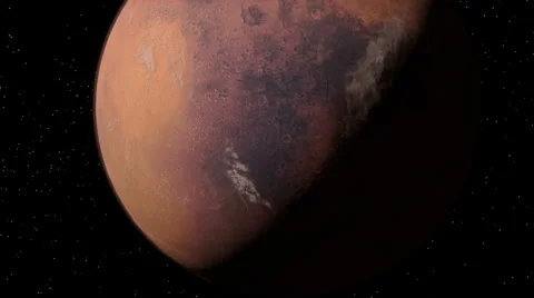 Mars flyby, starting on the day side and finishing on the planet's silhouette Video stock 55558586