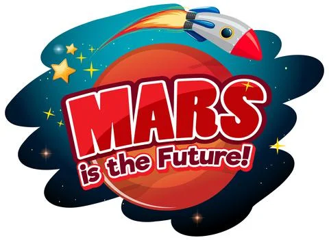 Mars is the future word logo design Stock Illustration