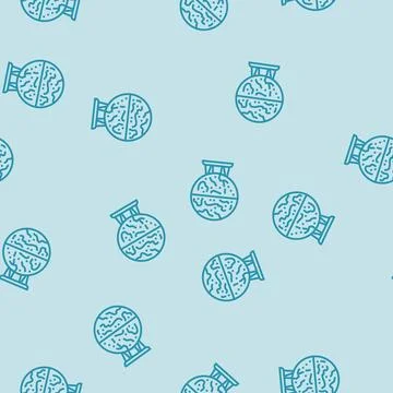 Mars globe planet line seamless pattern Stock Illustration