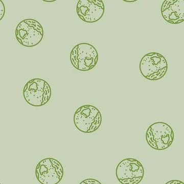 Mars globe planet line vector seamless pattern Illustrazione stock