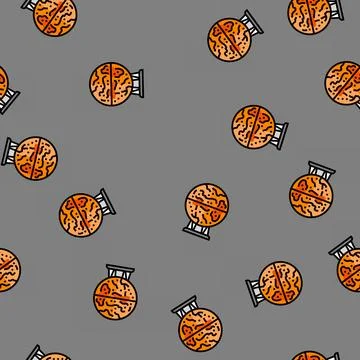 Mars globe planet vector seamless pattern Stock Illustration