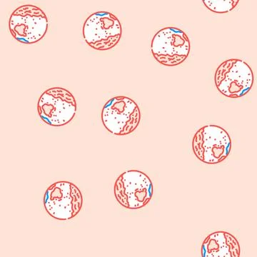 Mars globe planet vector seamless pattern Stock Illustration