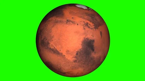 Mars in Green Box. The red planet is rotating in isolated background. Stock Footage 93431787