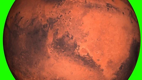 Mars in Green Box. The red planet is rotating in isolated background. Video stock 93431788