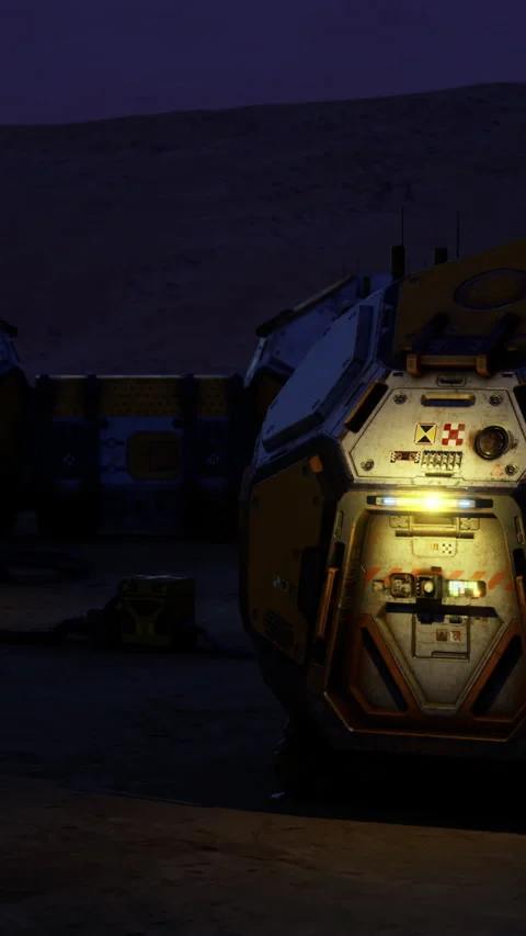 Mars habitats illuminated at dusk showcasing potential for future exploration Video stock 326318183