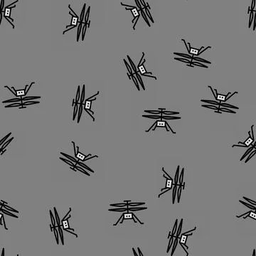 Mars helicopter planet vector seamless pattern Stock Illustration
